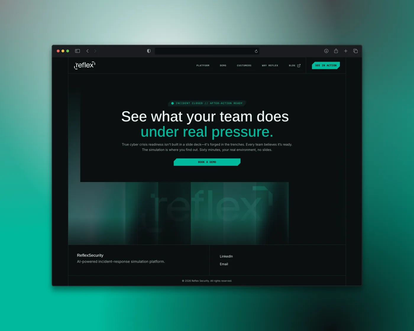 Reflex Security — interface shot 2