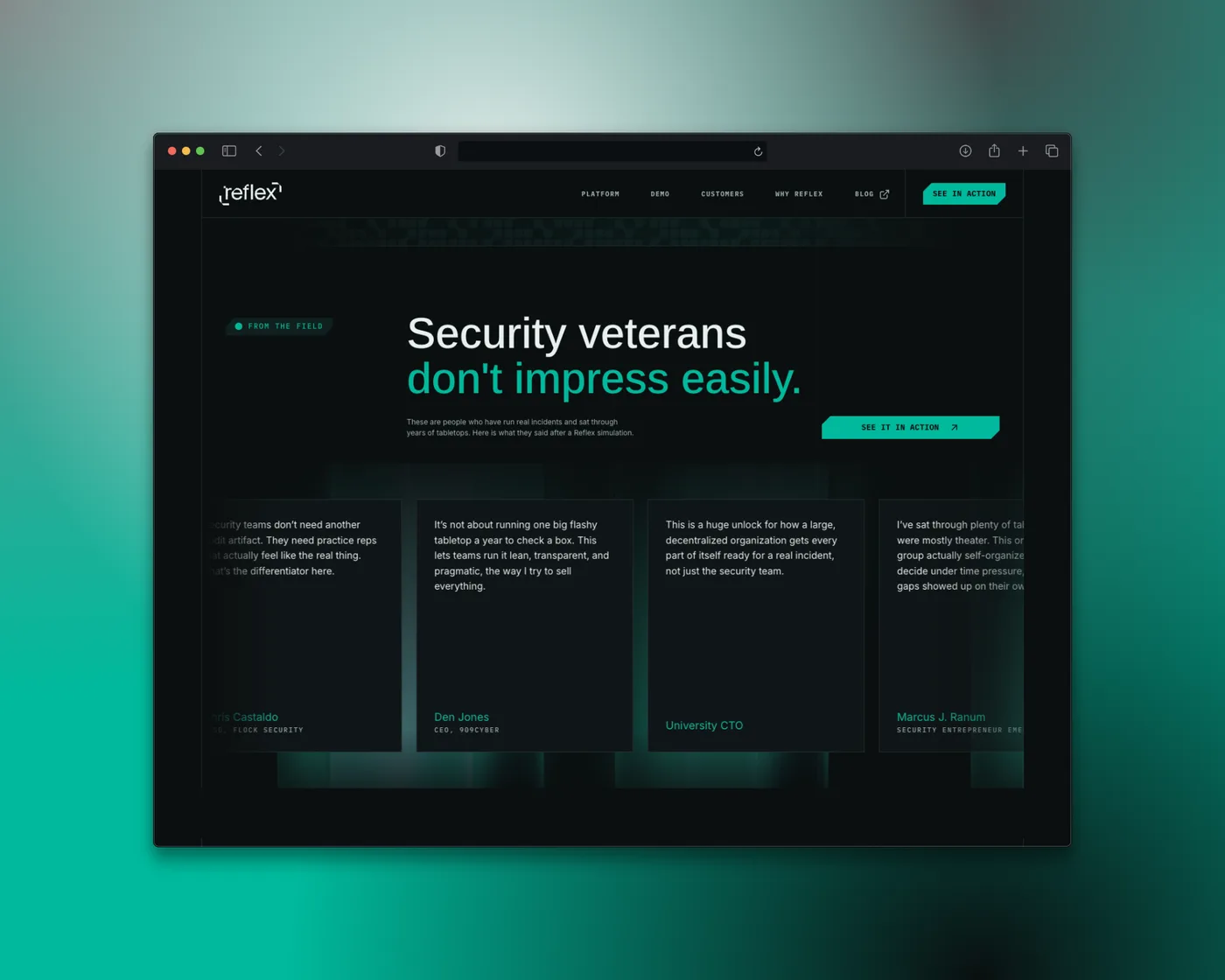 Reflex Security — interface shot 3